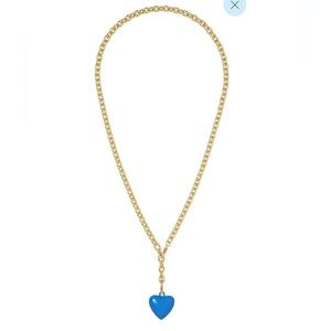 Roxanne Assoulin The Mini Puffy Heart Necklace Gold chain Blue pendant